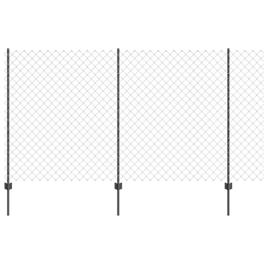Zaun mit Pfosten Grau 1.4 x 25 m Stahl