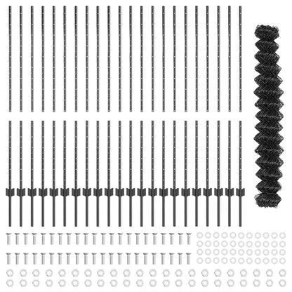 Zaun mit Pfosten Grau 1.4 x 25 m Stahl