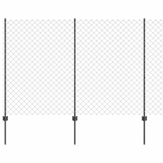 Zaun mit Pfosten Grau 1.6 x 25 m Stahl