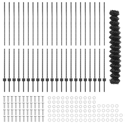 Zaun mit Pfosten Grau 1.6 x 25 m Stahl