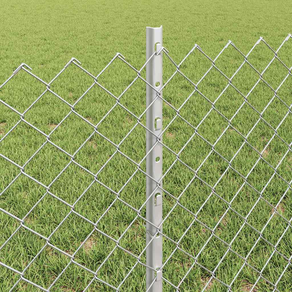 Zaun mit Pfosten Silber 0,6 x 10 m Stahl