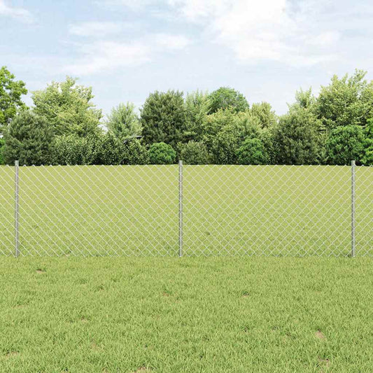 Zaun mit Pfosten Silber 0,6 x 10 m Stahl