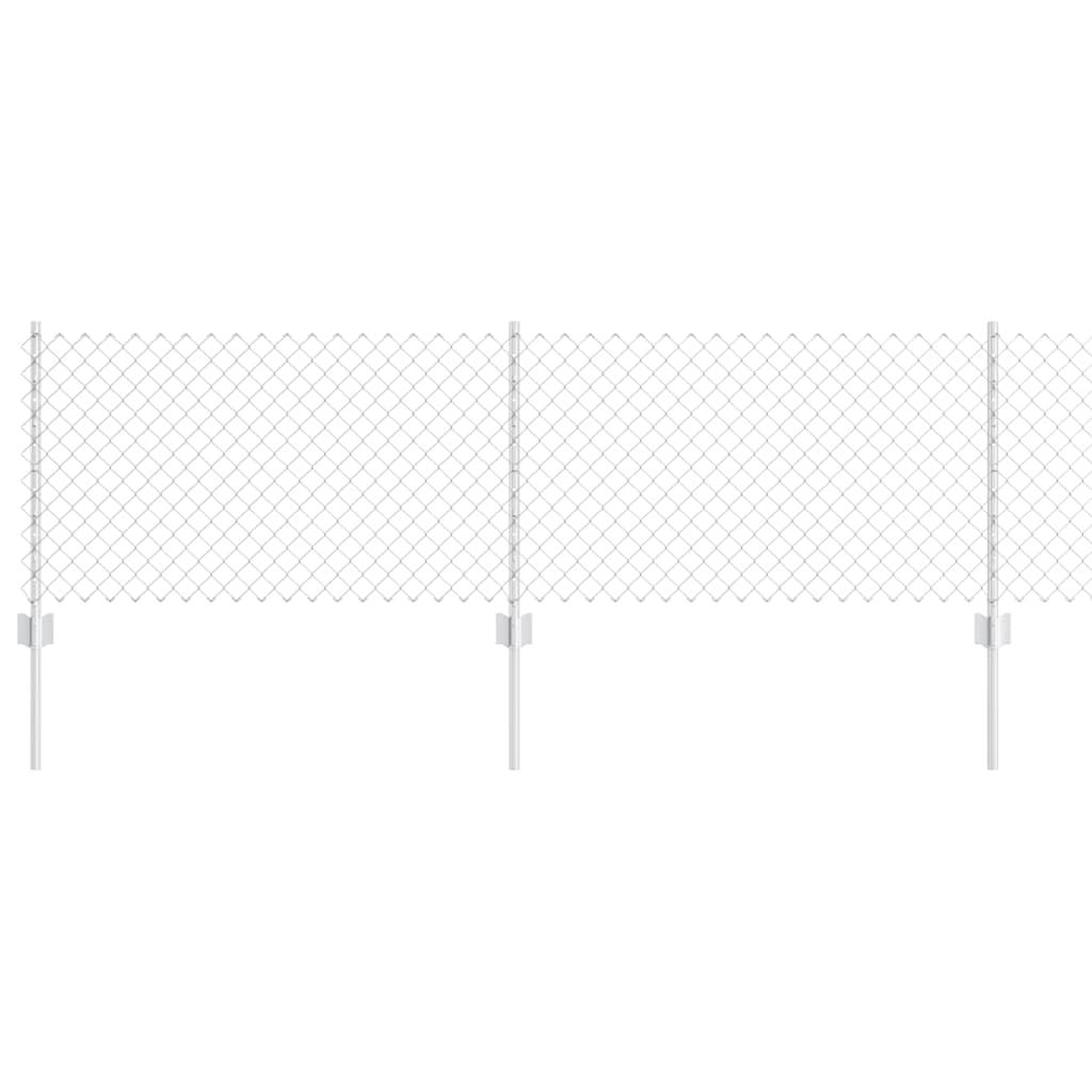 Zaun mit Pfosten Silber 0,6 x 10 m Stahl