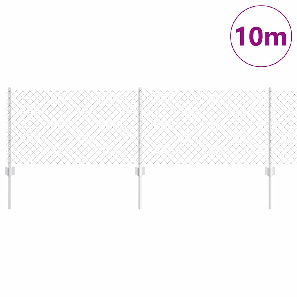 Zaun mit Pfosten Silber 0,6 x 10 m Stahl