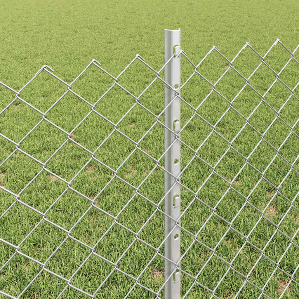 Zaun mit Pfosten Silber 0,8 x 10 m Stahl