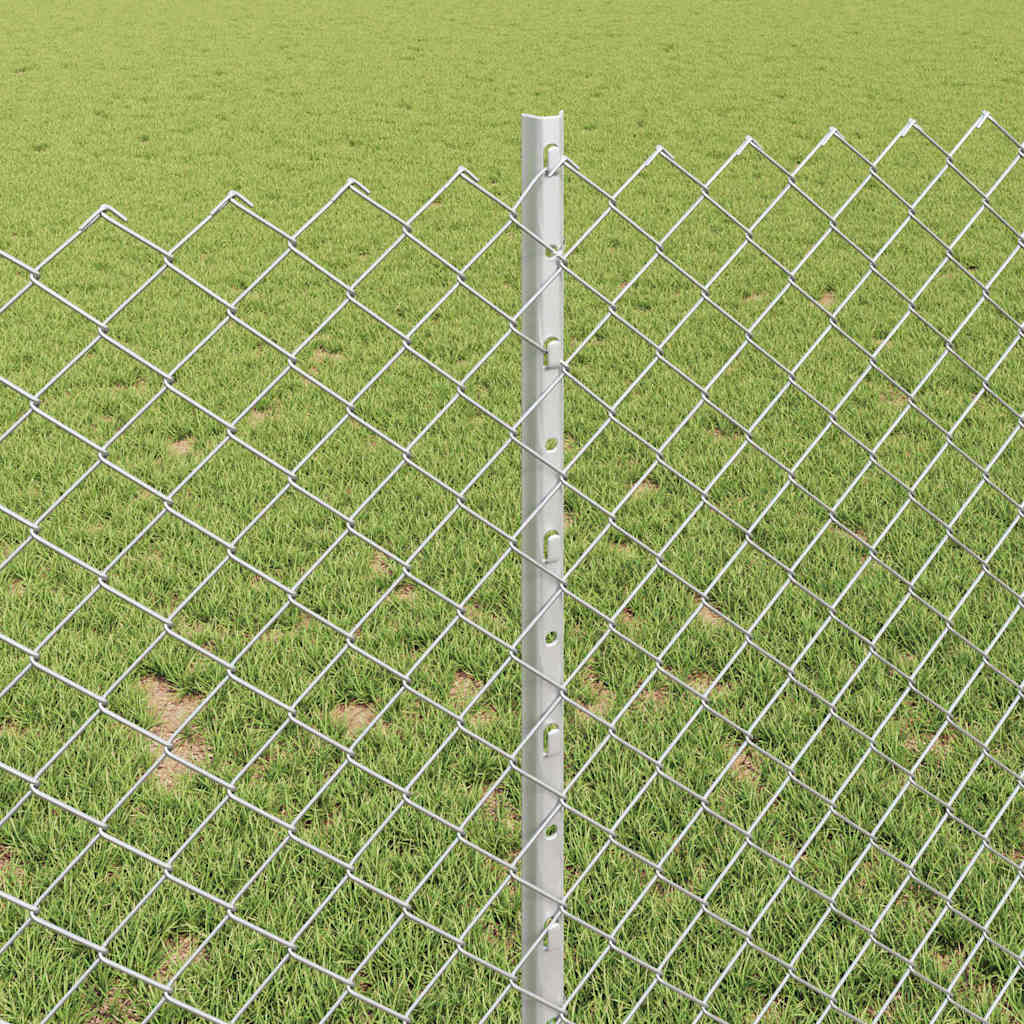Zaun mit Pfosten Silber 1 x 10 m Stahl