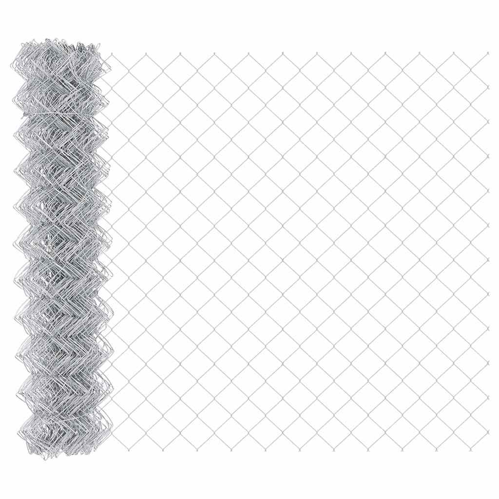 Zaun mit Pfosten Silber 1 x 10 m Stahl