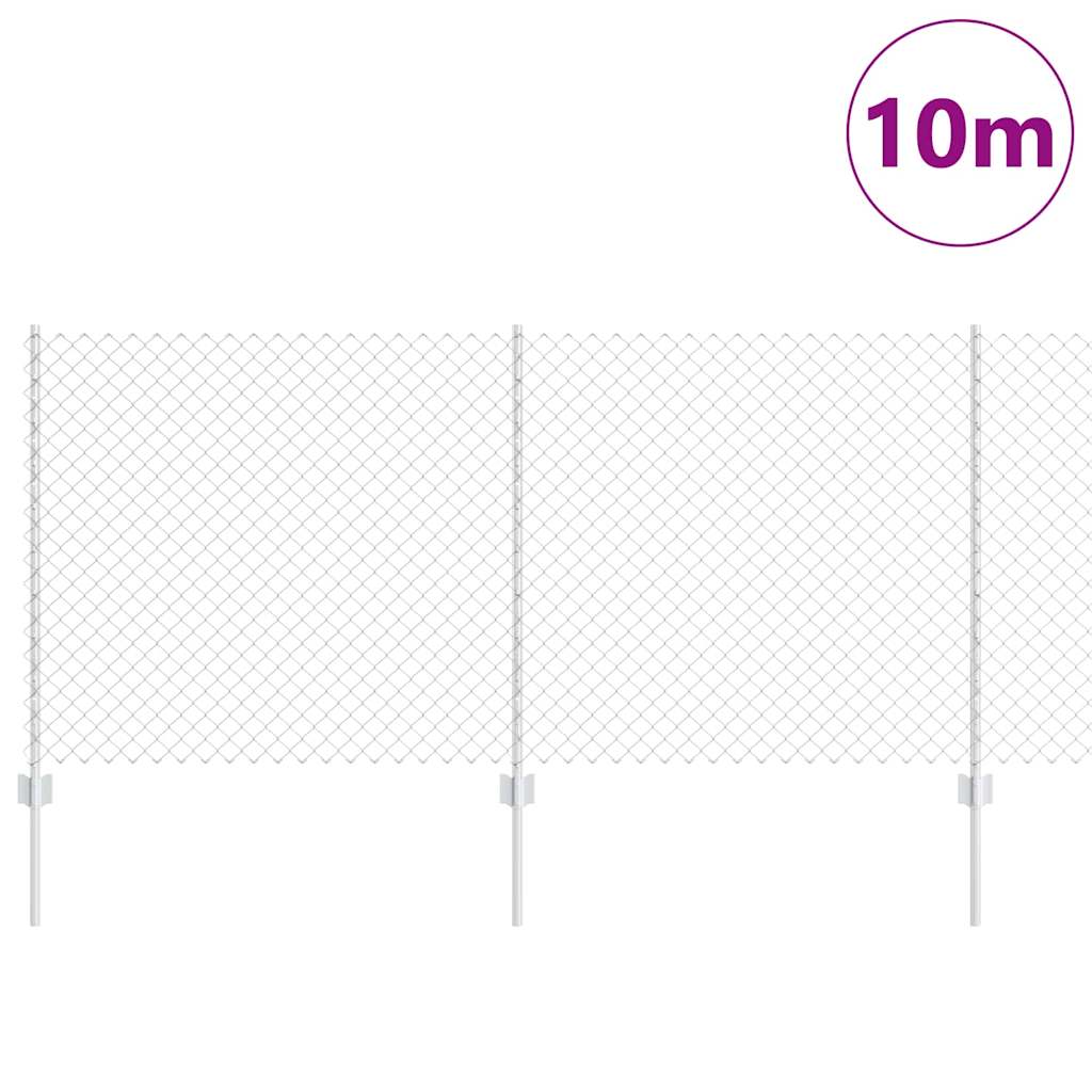Zaun mit Pfosten Silber 1 x 10 m Stahl