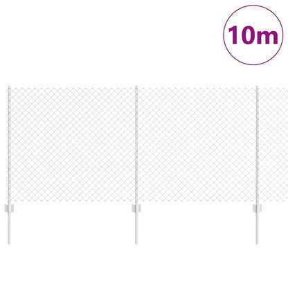 Zaun mit Pfosten Silber 1 x 10 m Stahl