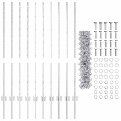 Zaun mit Pfosten Silber 1.2 x 10 m Stahl