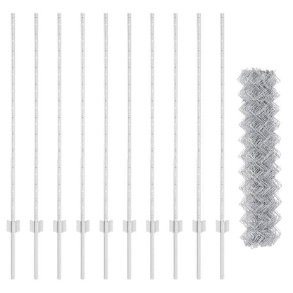 Zaun mit Pfosten Silber 1.2 x 10 m Stahl