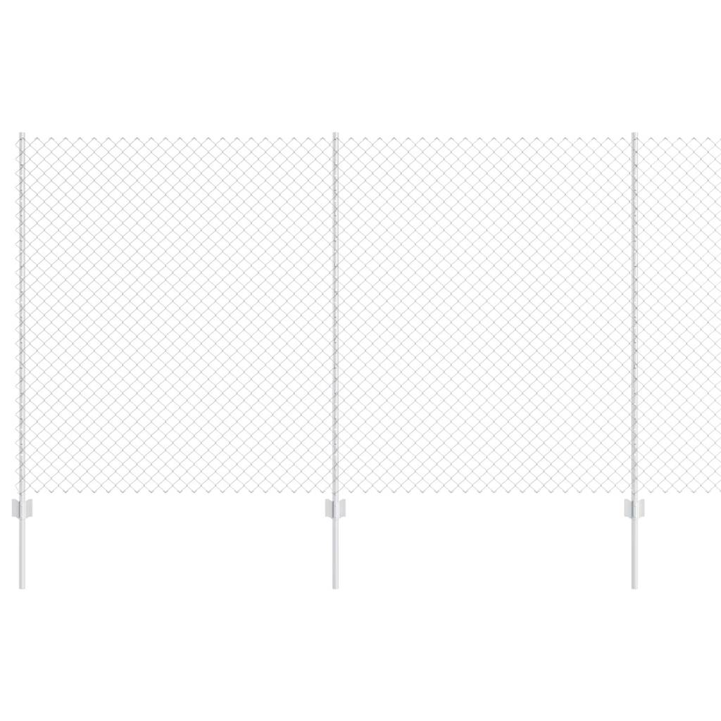 Zaun mit Pfosten Silber 1.4 x 10 m Stahl