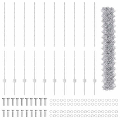 Zaun mit Pfosten Silber 1.4 x 10 m Stahl