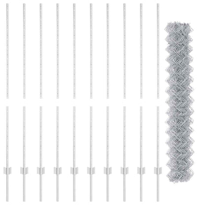 Zaun mit Pfosten Silber 1.4 x 10 m Stahl