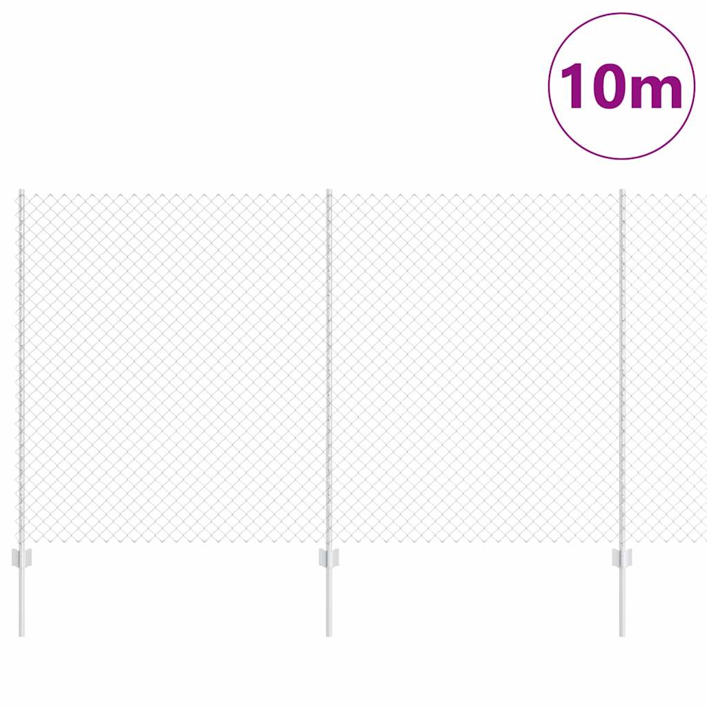 Zaun mit Pfosten Silber 1.4 x 10 m Stahl