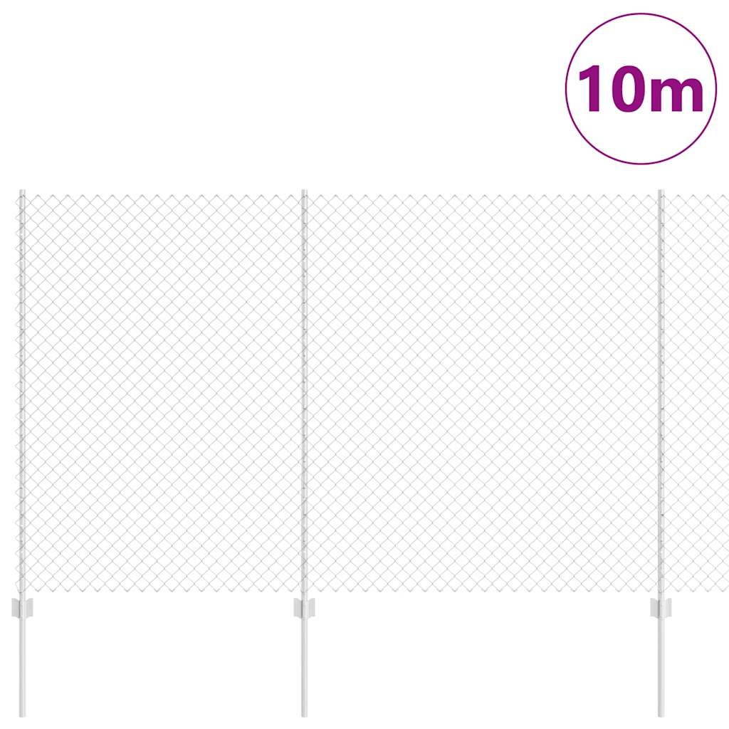 Zaun mit Pfosten Silber 1.5 x 10 m Stahl