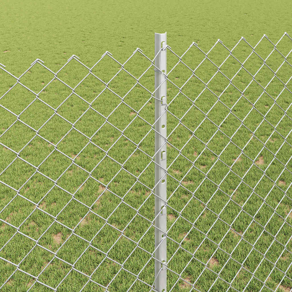 Zaun mit Pfosten Silber 1,6 x 10 m Stahl