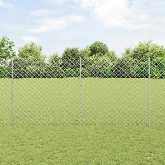 Zaun mit Pfosten Silber 1.6 x 10 m Stahl