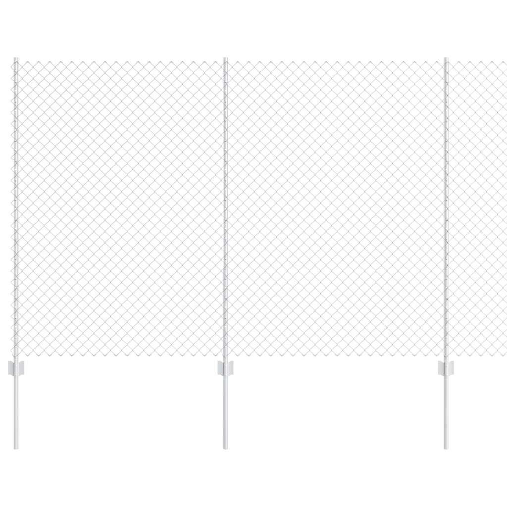 Zaun mit Pfosten Silber 1.6 x 10 m Stahl