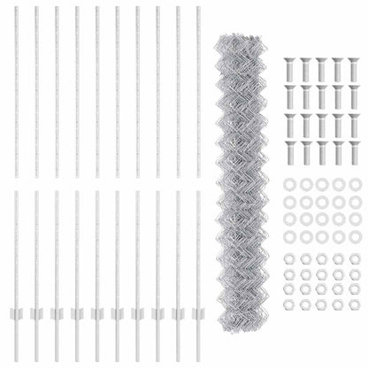 Zaun mit Pfosten Silber 1.6 x 10 m Stahl