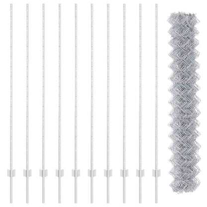 Zaun mit Pfosten Silber 1.6 x 10 m Stahl