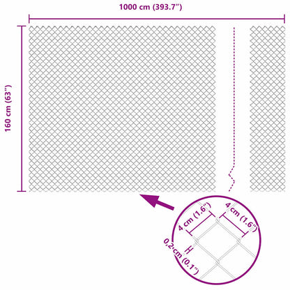 Zaun mit Pfosten Silber 1.6 x 10 m Stahl
