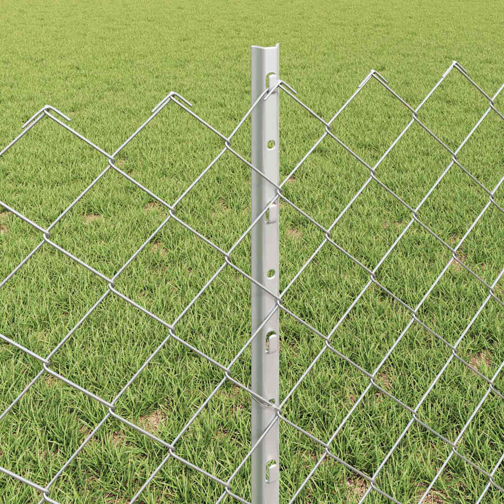 Zaun mit Pfosten Silber 0,6 x 10 m Stahl