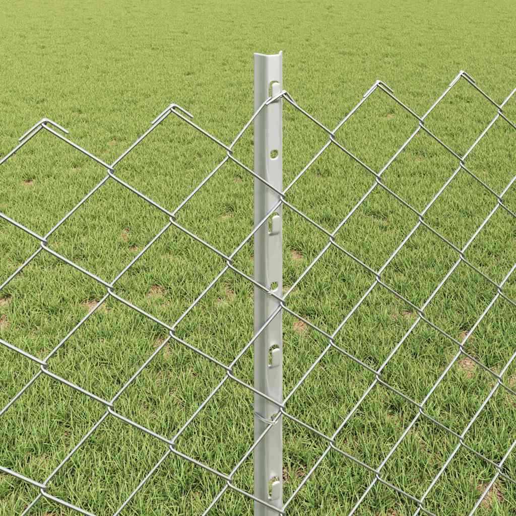 Zaun mit Pfosten Silber 0,8 x 10 m Stahl