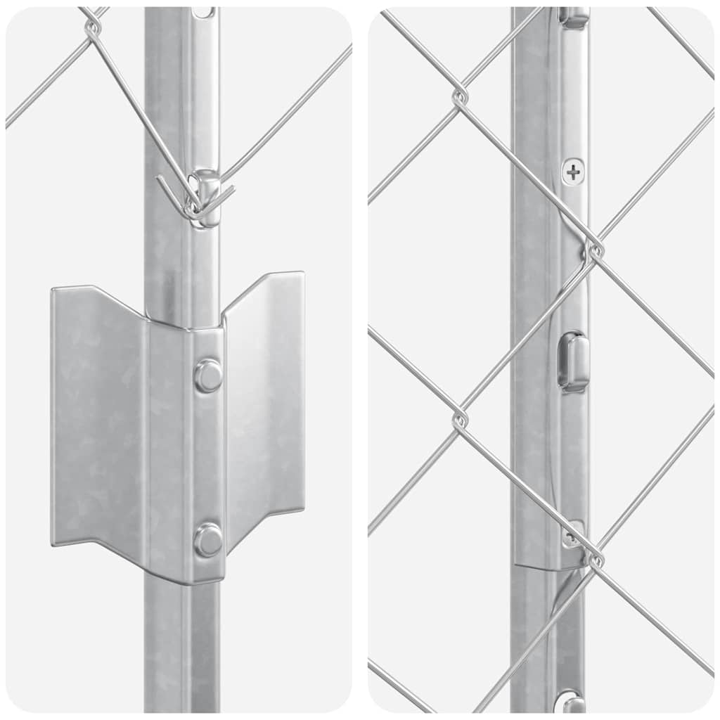 Zaun mit Pfosten Silber 1 x 10 m Stahl