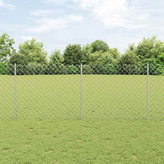 Zaun mit Pfosten Silber 1 x 10 m Stahl