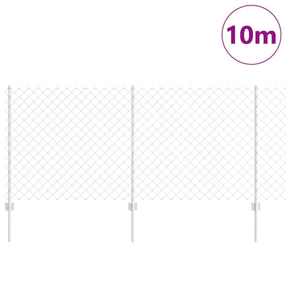Zaun mit Pfosten Silber 1 x 10 m Stahl