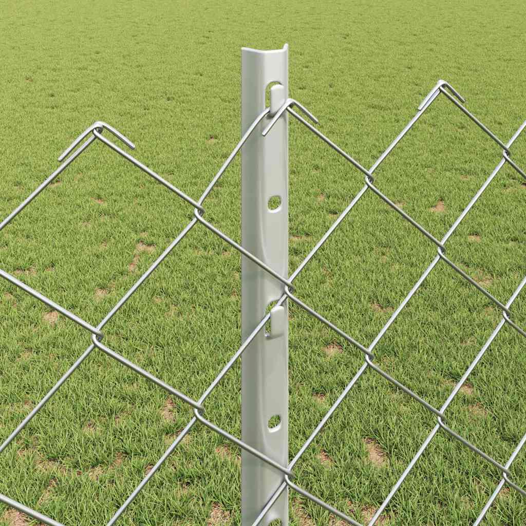 Zaun mit Pfosten Silber 1,2 x 10 m Stahl