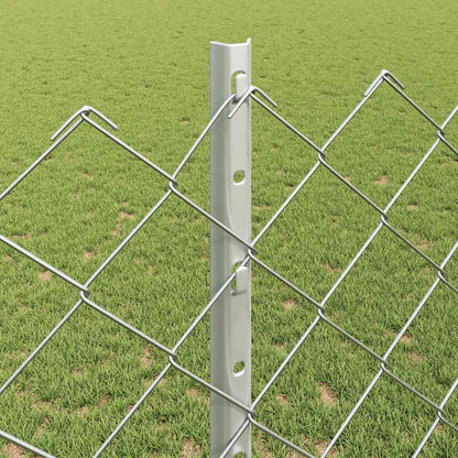 Zaun mit Pfosten Silber 1,2 x 10 m Stahl