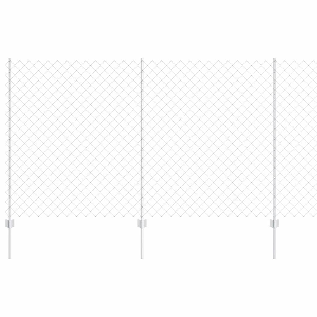 Zaun mit Pfosten Silber 1.4 x 10 m Stahl