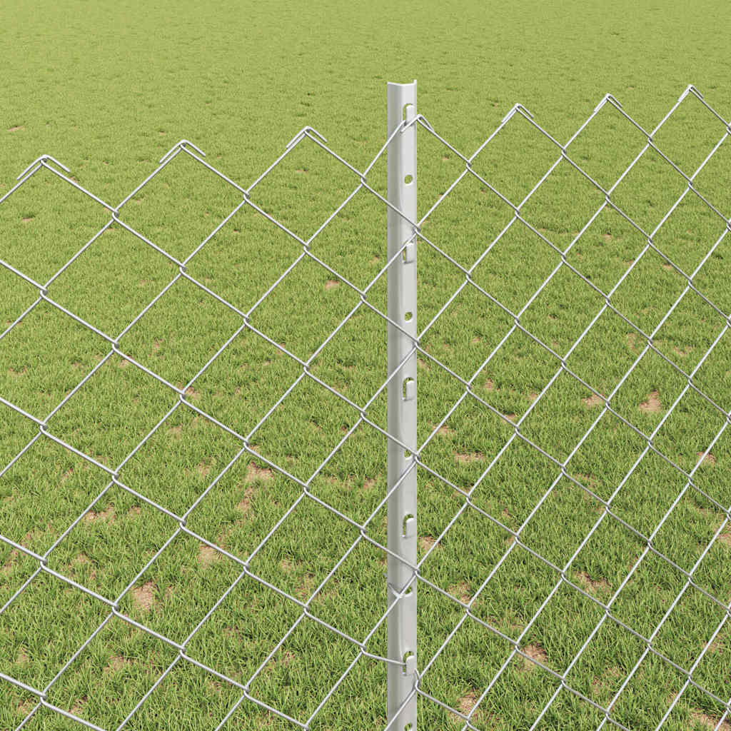Zaun mit Pfosten Silber 1,5 x 10 m Stahl