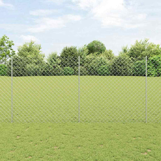 Zaun mit Pfosten Silber 1.5 x 10 m Stahl