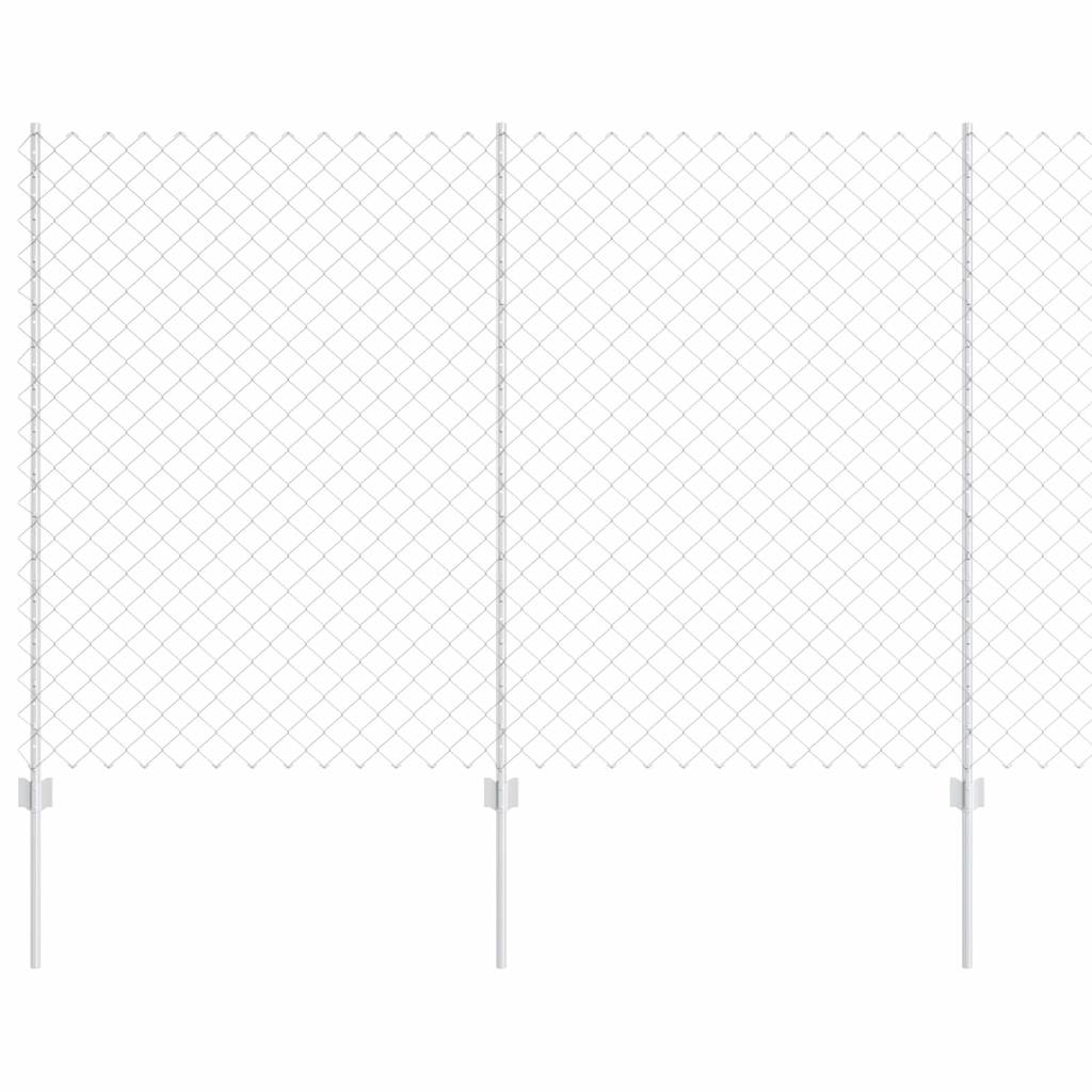 Zaun mit Pfosten Silber 1.5 x 10 m Stahl