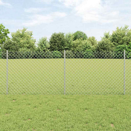 Zaun mit Pfosten Silber 0.8 x 25 m Stahl