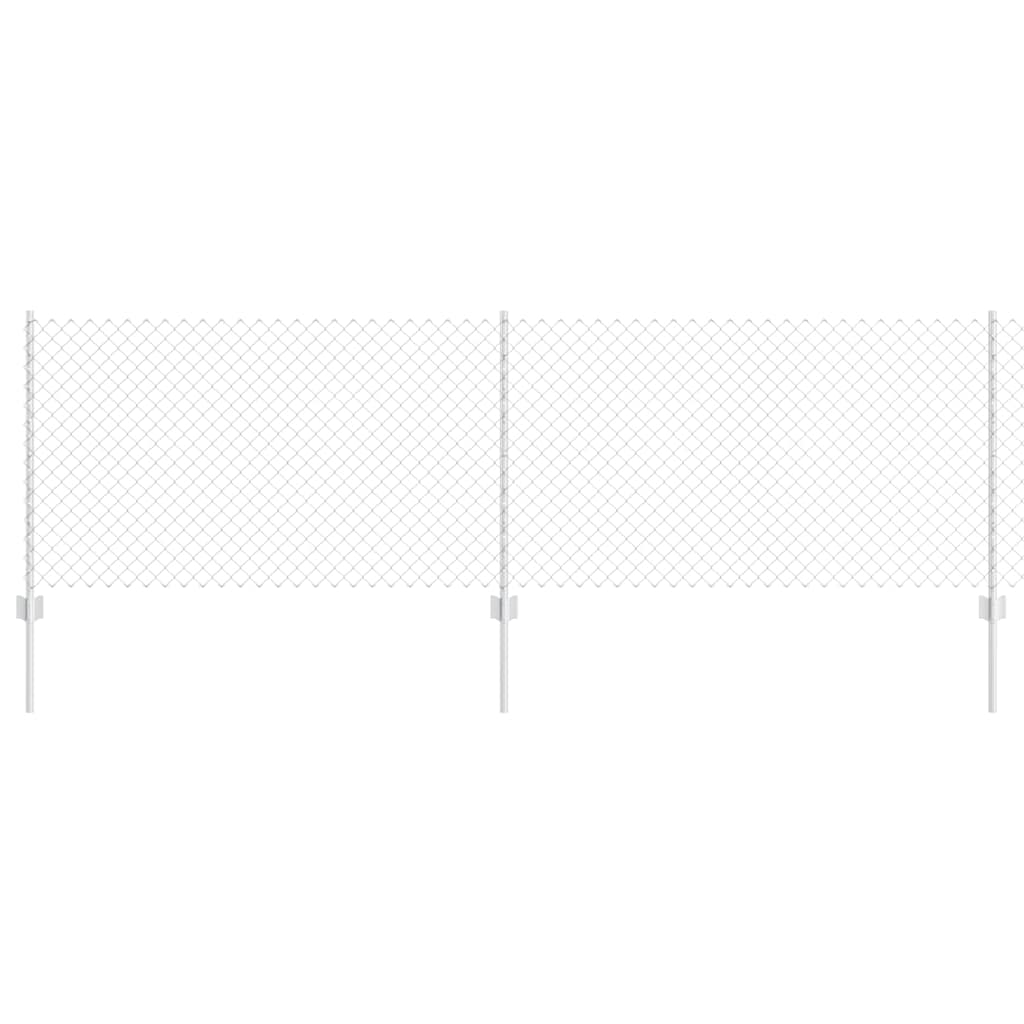 Zaun mit Pfosten Silber 0.8 x 25 m Stahl