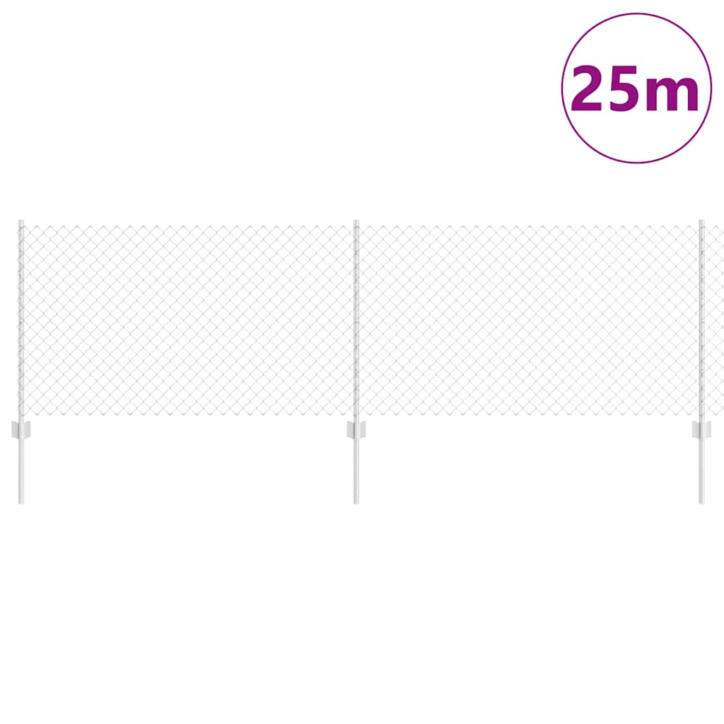 Zaun mit Pfosten Silber 0.8 x 25 m Stahl