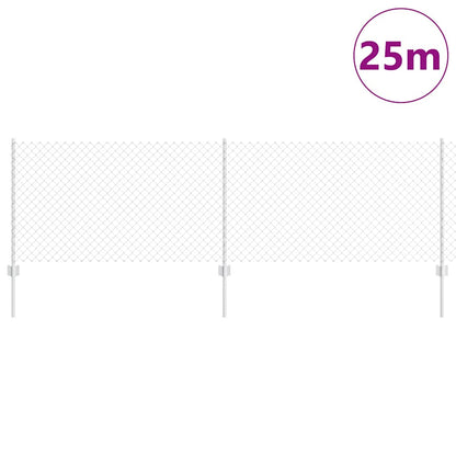 Zaun mit Pfosten Silber 0.8 x 25 m Stahl
