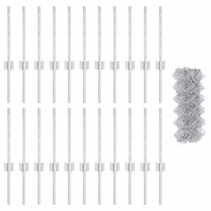Zaun mit Pfosten Silber 0,4 x 25 m Stahl