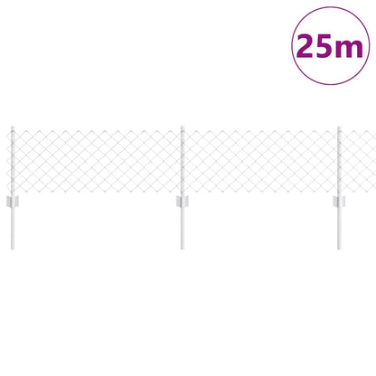 Zaun mit Pfosten Silber 0,4 x 25 m Stahl