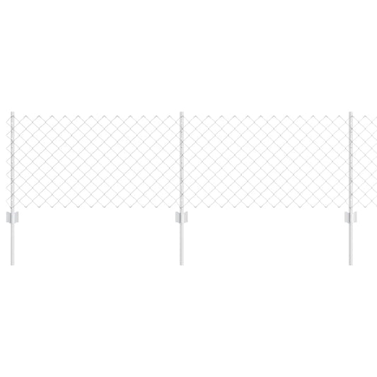 Zaun mit Pfosten Silber 0,6 x 25 m Stahl