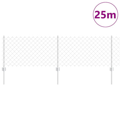 Zaun mit Pfosten Silber 0,6 x 25 m Stahl