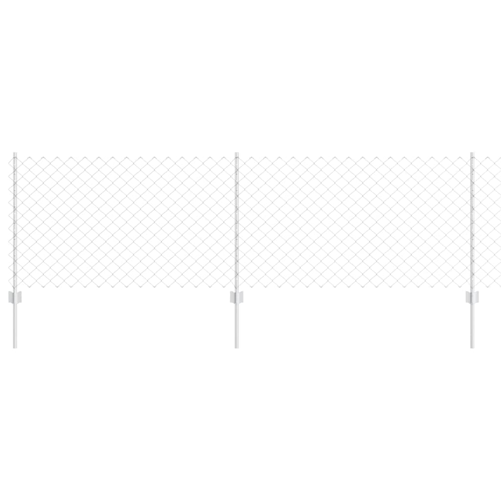 Zaun mit Pfosten Silber 0.8 x 25 m Stahl