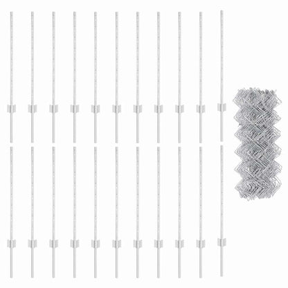 Zaun mit Pfosten Silber 0.8 x 25 m Stahl