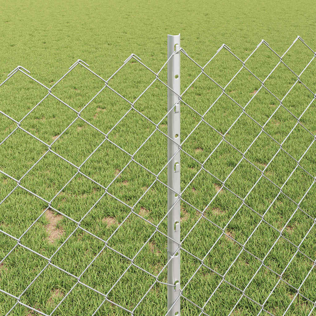 Zaun mit Pfosten Silber 1 x 25 m Stahl