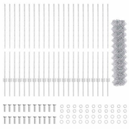 Zaun mit Pfosten Silber 1.2 x 25 m Stahl