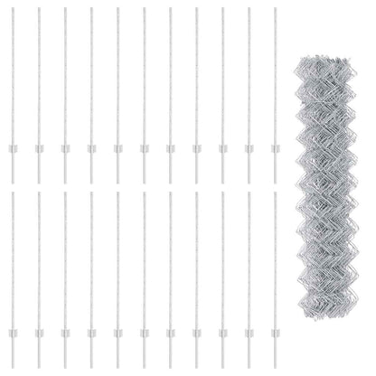 Zaun mit Pfosten Silber 1.2 x 25 m Stahl